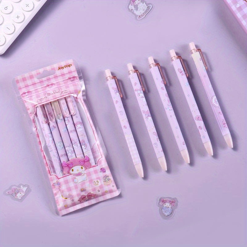 6pcs Series Hello Kitty Cinnamoroll Kuromi Melody Pom Pom Purin Kawaii  Press Neutral Pen Box Cartoon Cute Y2k Press Pen School Learning Supplies  Pochacco Birthday Gift, Free Shipping For New Users