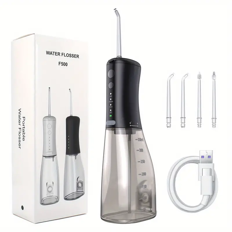 Water Dental Flosser Oral Irrigator With 4 Models, 11.83oz Cordless Water Teeth Cleaner Pick 4 Tips, IPX7 Waterproof Rechargeable Portable Powerful Battery, For Travel & Home Braces details 5