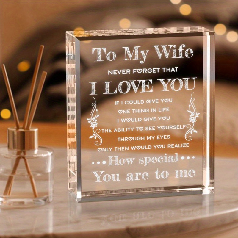 

1pc, Gifts For Wife I Love You Gifts For Her From Husband Best Anniversary Birthday Wife Gift Ideas Romantic To My Wife Crystal Keepsakes Presents For Birthday Anniversay Christmas Thanksgiving Day
