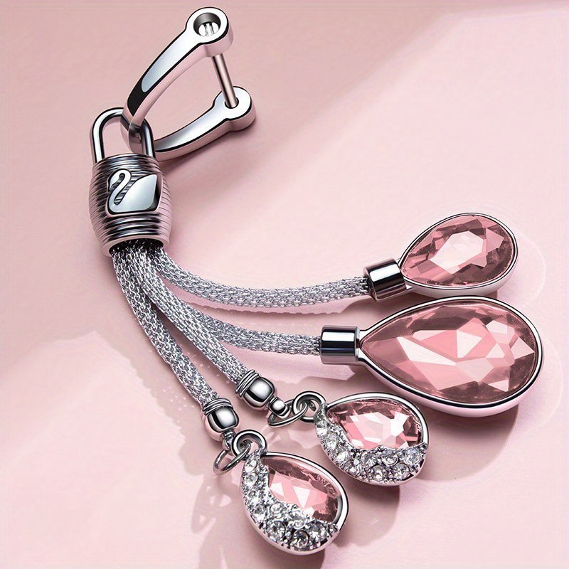 TEMU Universal Car Keychain Pendant Female Artificial Diamond Crystal Inalid Creative High-end Keychain Pendant Waist Pendant