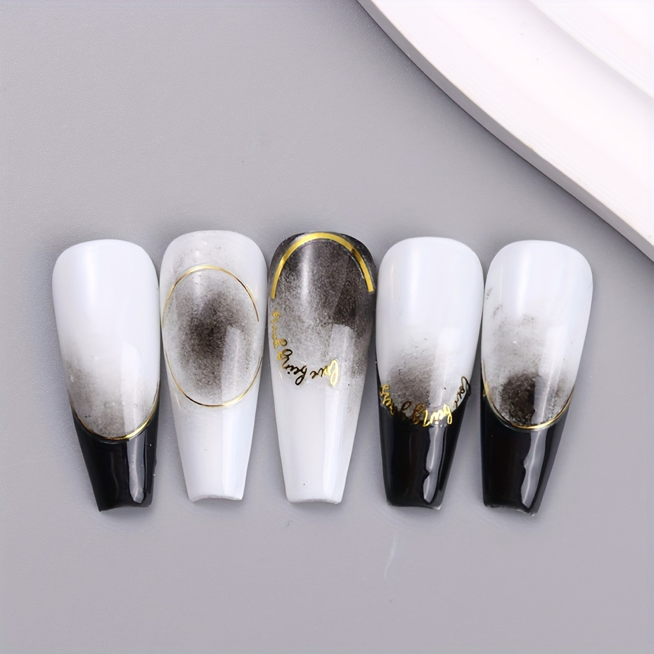 Autocolantes   De Unhas Com   De Linhas Douradas E Prateadas Em  , Autocolantes Autocolantes       De Unhas, Suprimentos   De Unhas   Mulheres E   detalhes 6