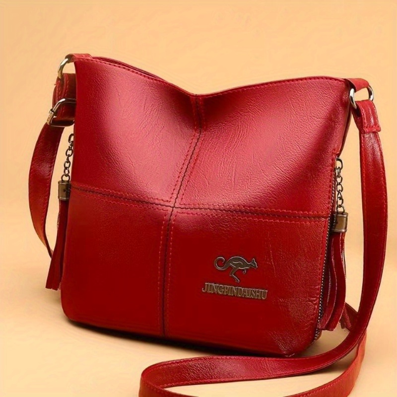 New Women' Pu Soft Shoulder Crossbody Bag Women's Bucket Bag Middle-aged Mom -match Fashion Large Capacity Crossbody Shoulder Bag