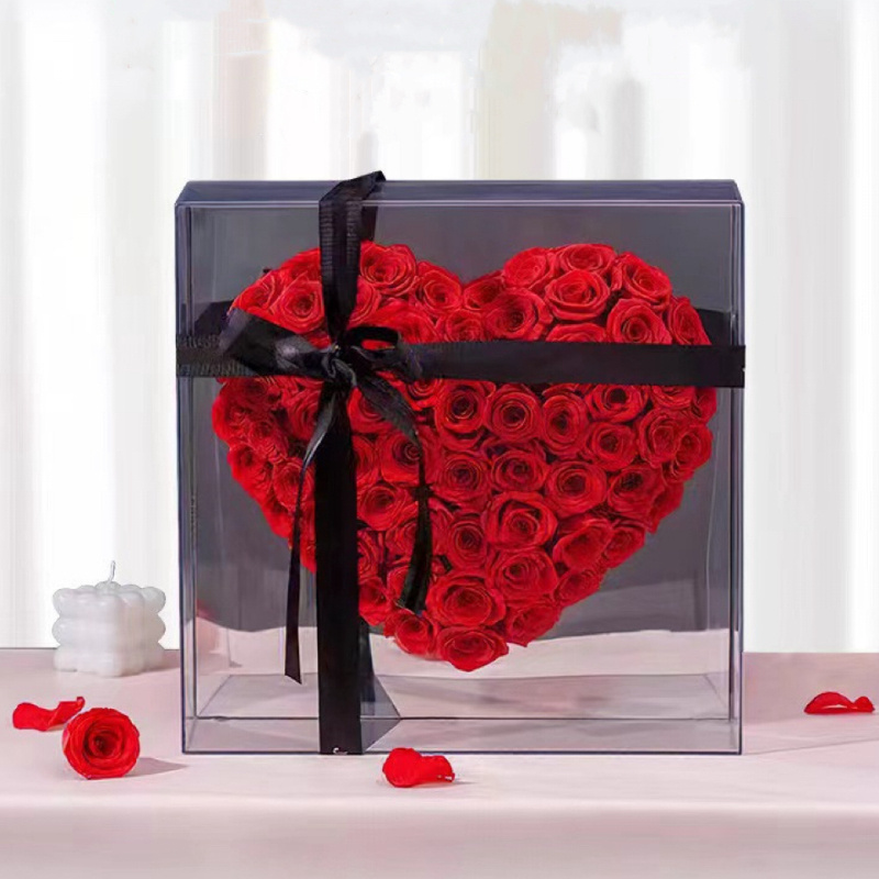 Regalo Romantico Box per san valentino con rose con cassetto ORSO FATTO DI  ROSE