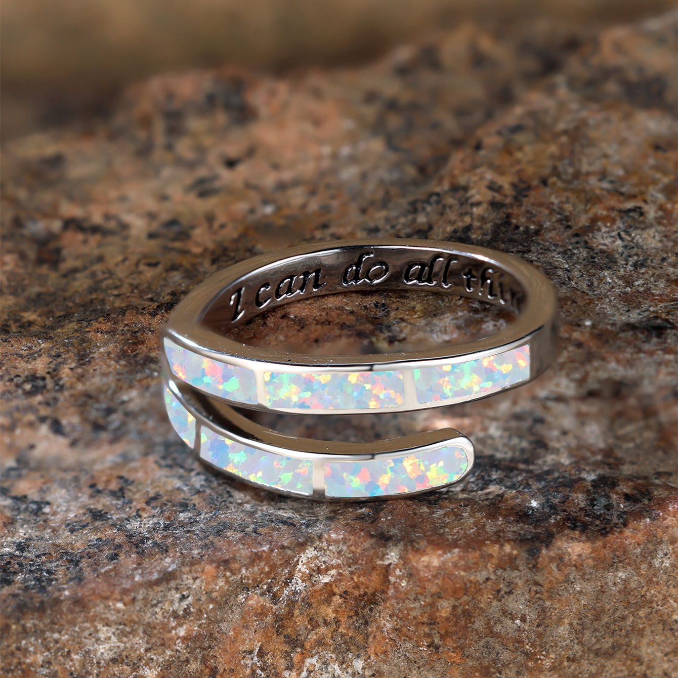 Engraved Australian Treasure Ring for Couple Bride Wedding