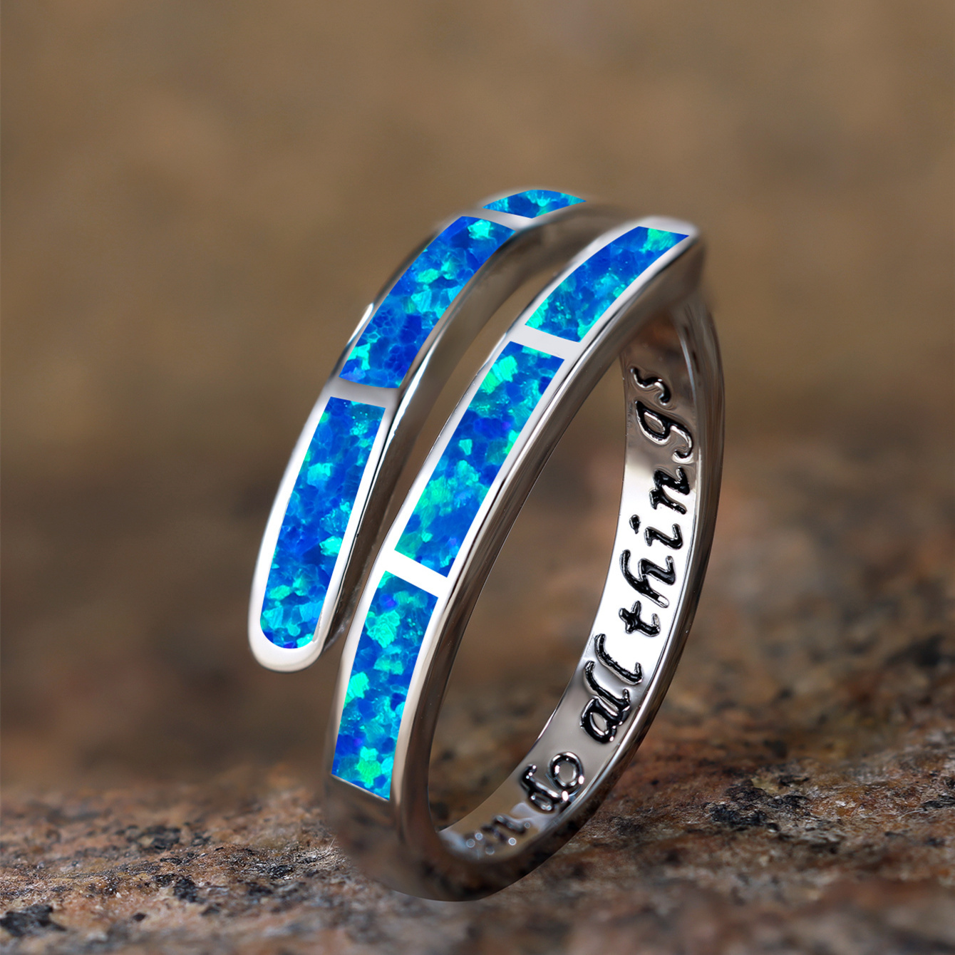 Engraved Australian Treasure Ring for Couple Bride Wedding