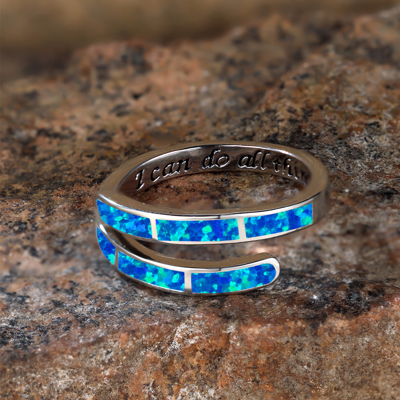 Engraved Australian Treasure Ring for Couple Bride Wedding