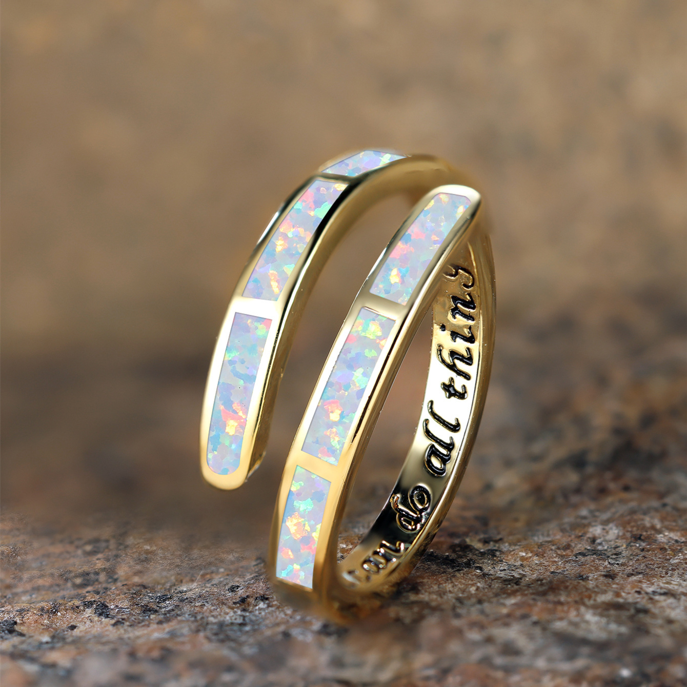 Engraved Australian Treasure Ring for Couple Bride Wedding