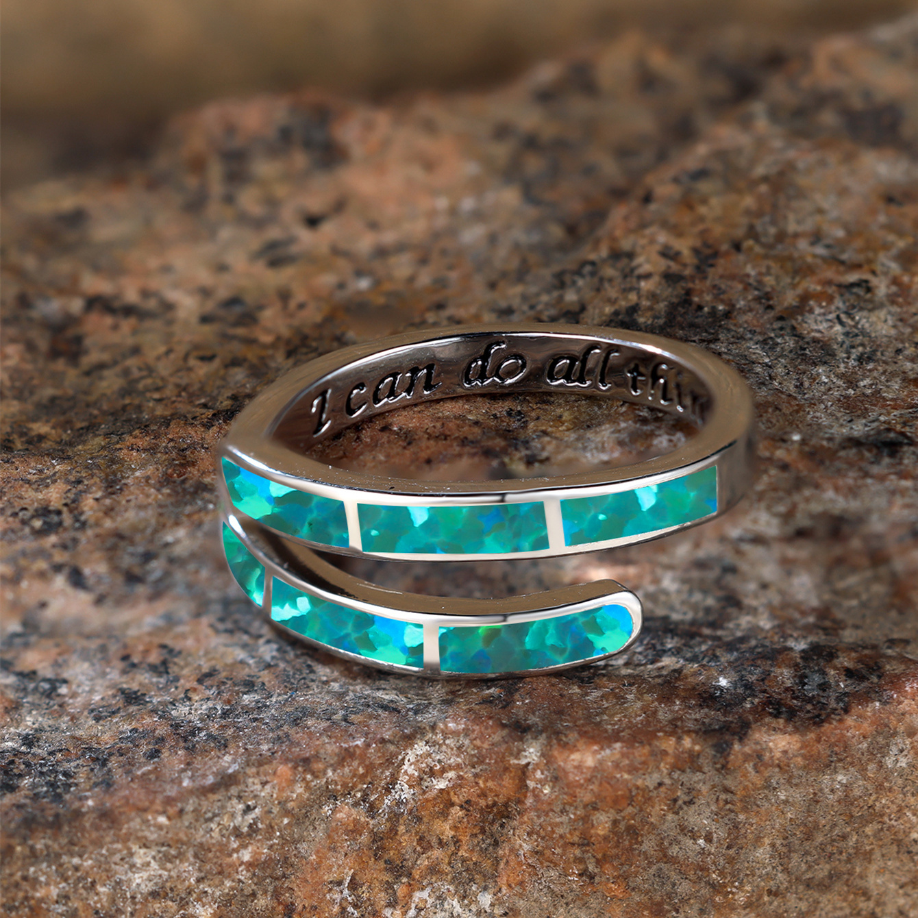 Engraved Australian Treasure Ring for Couple Bride Wedding