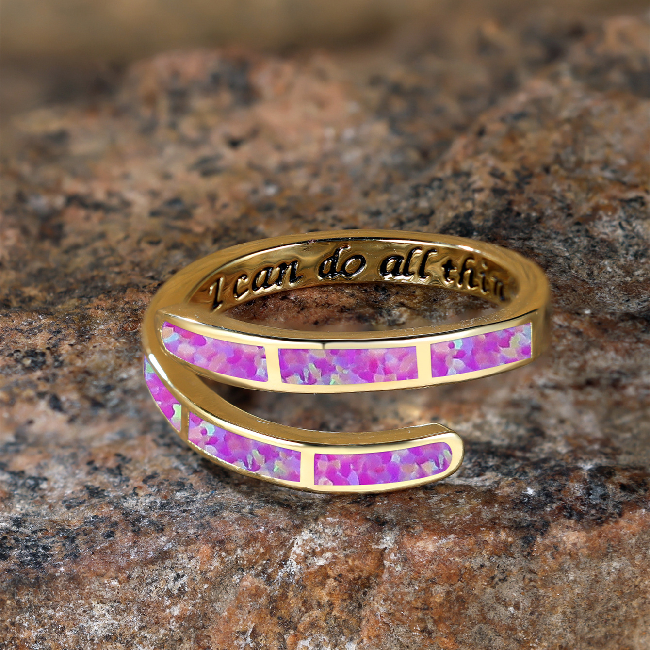 Engraved Australian Treasure Ring for Couple Bride Wedding