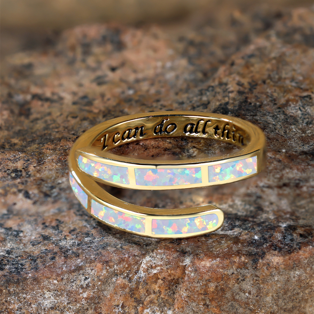 Engraved Australian Treasure Ring for Couple Bride Wedding