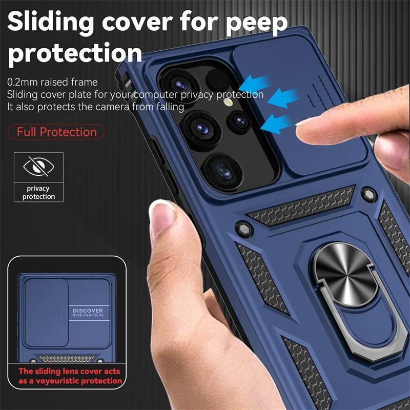 for Samsung Galaxy S24 Ultra Case with Stand, [Camera Lens Protector] Hard  PC Samsung S24 Ultra Case with Kickstand, Heavy Duty Shockproof Protective