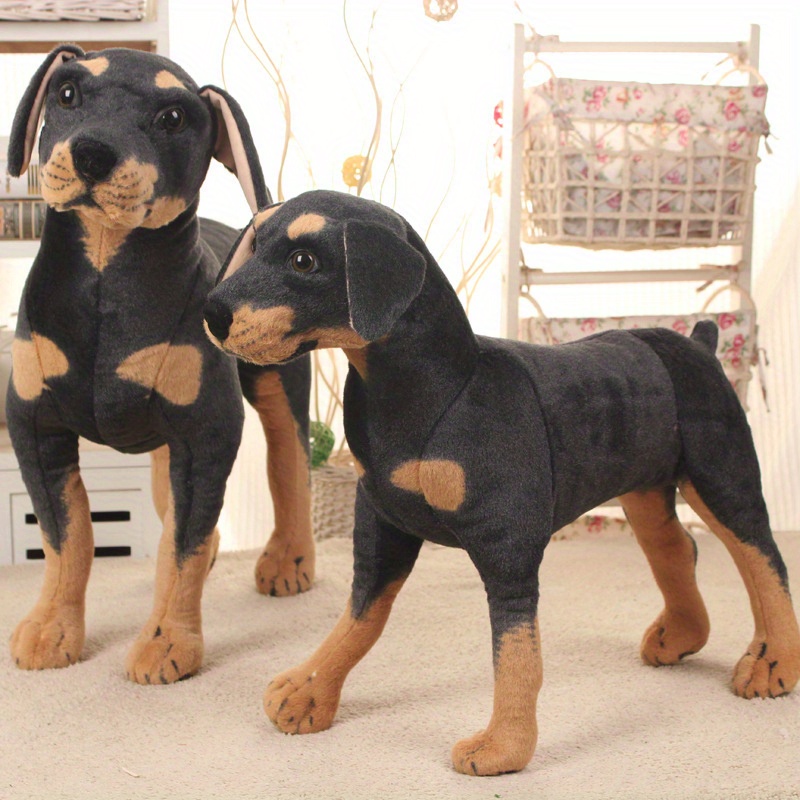 

1pc Simulative Black Dog, Simulative Dog Plush Toy, Cute Dog Decoration, Dog Doll For Friends.