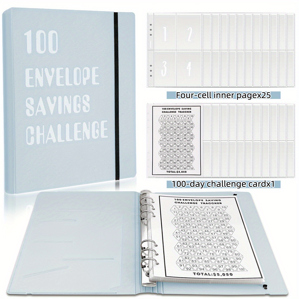 Envelope Savings Challenge Binder - Way To 5,050 | Budget Planner With Cash Envelopes For , Budgeting Planner, Money