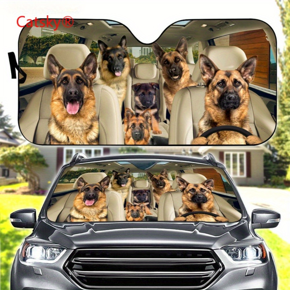 

German Shepherd Car Decoration, German Shepherd Windshield For Dog Lovers Gift, Windscreen Sun Shield For Car Window Sunshade Cover Foldable Uv Ray Reflector