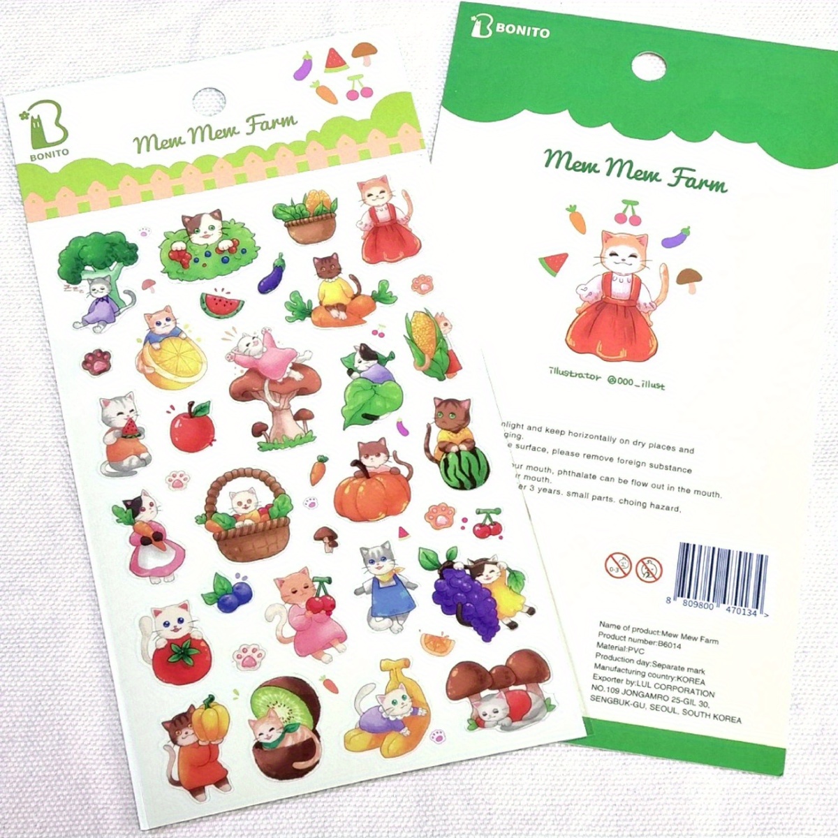 Cats Animals Fruits PVC Stickers Scrapbook Journal Diary Stationery Decor Gift
