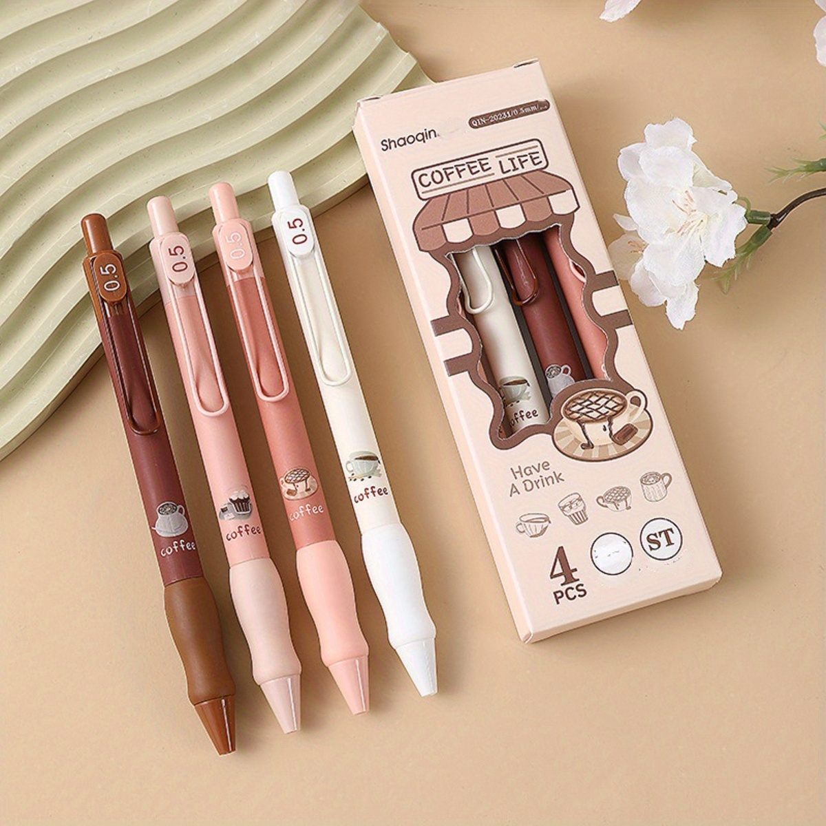 Cute Coffee Soft Bread Gel Pen 4pcs/set 0.5mm Ballpoint Black Color Ink Pens Kawaii Stationary for Office School Supplies Gifts