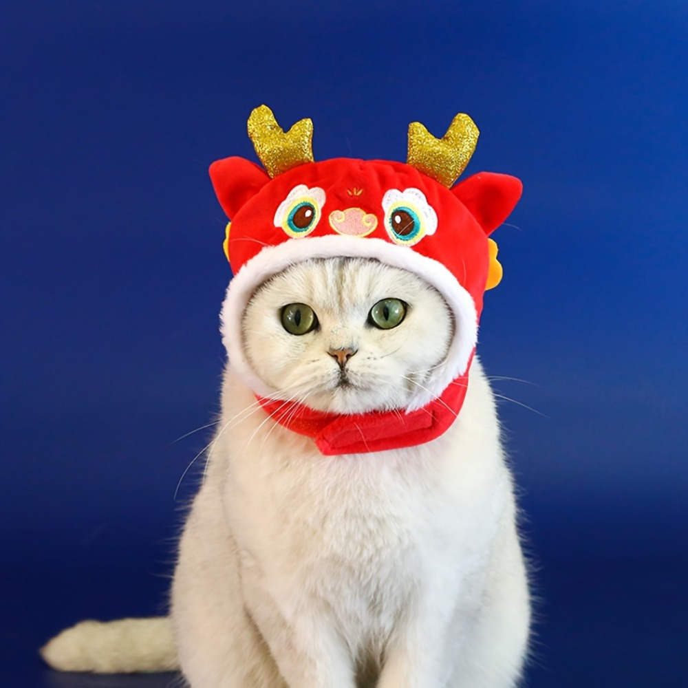 Cute Cartoon Cat Cap - Delicate Wool Pet Headgear For Small Dogs - Perfect  For Christmas And Halloween Festivities