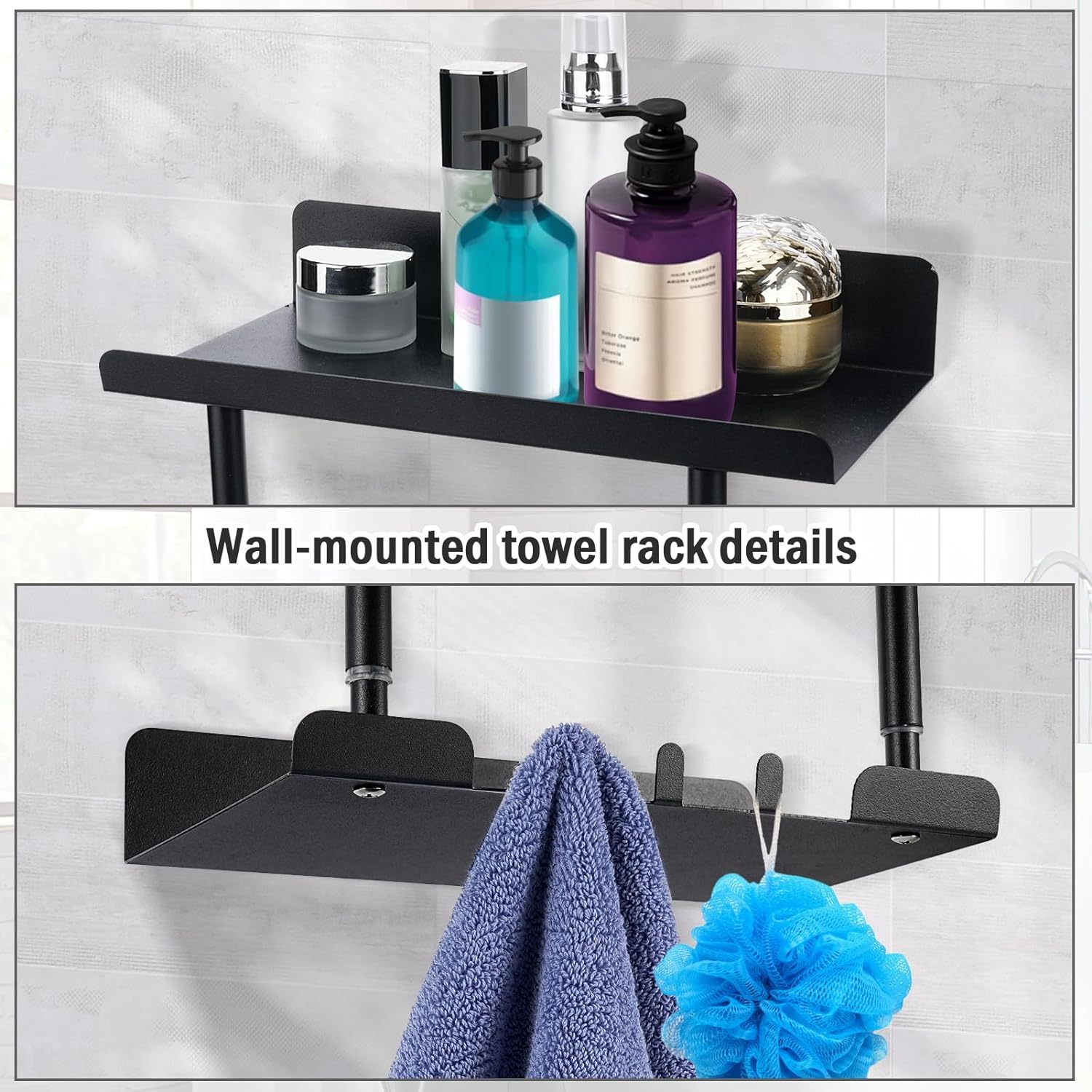 4-Hooks Wall Mounted Metal Bath/Kitchen Hand Towels/Robes/Washcloths Rack,  White