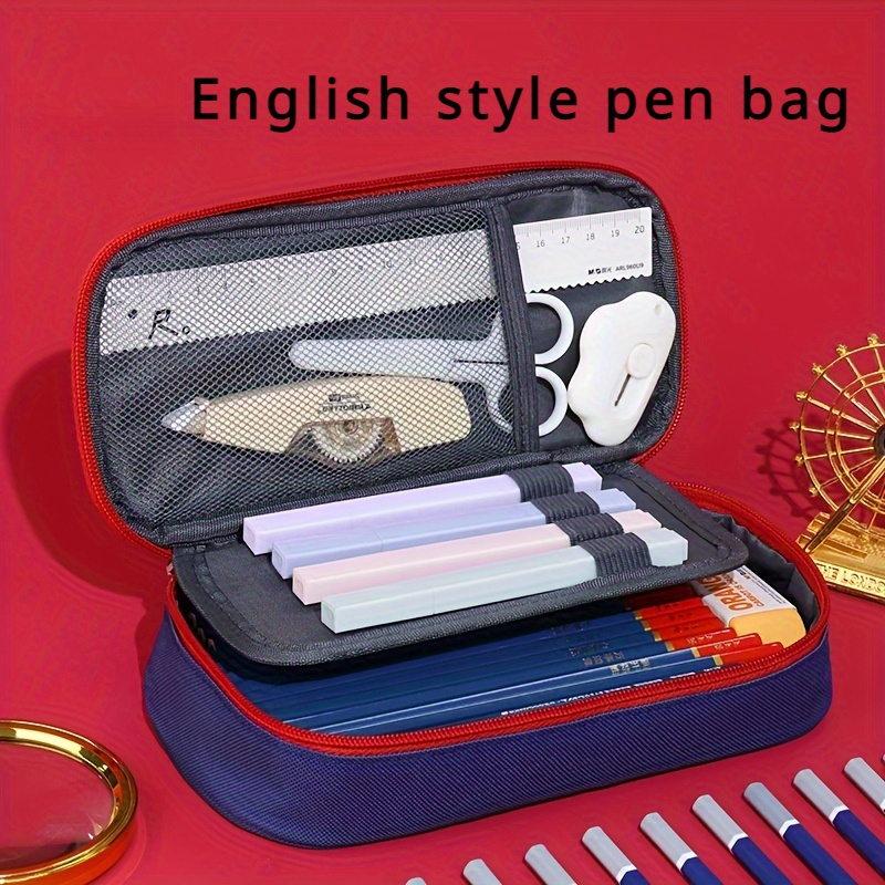 Pencil Pen Case Office College School Large Storage High - Temu