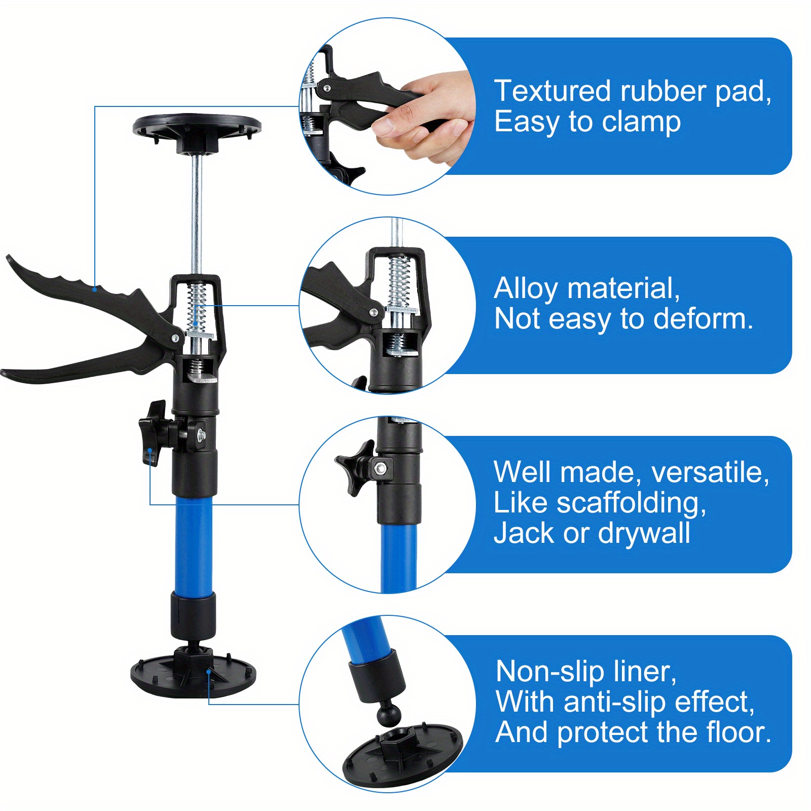 2pcs telescopic support rod 11 81 19 69 to 23 23 45 28inch alloy telescopic support pole adjustable   hand   anti slip woodworking installation lifting support tool for door details 3