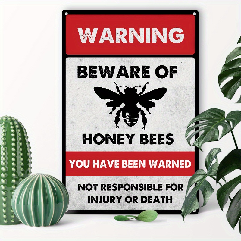 

1pc 8x12inch (20x30cm) Aluminum Sign Metal Tin Sign Beware Of Honey Bees Metal Signs For Home Coffee Garage Men Cave