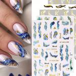 Marble Wave Design Nail Art Stickers, Self Adhesive Golden Strip Design Nail Art Decals For Nail Art Decoration, Nail Art Supplies For Women And Girls