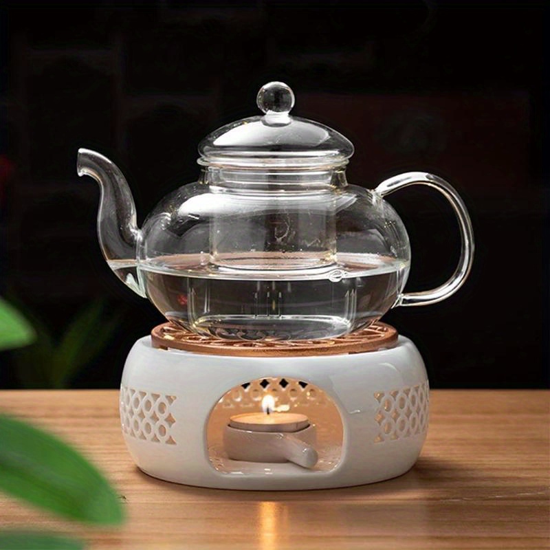 1pc ceramic teapot heater holder for heating tea coffee water candle insulation base teapot warmer for home dorm restaurant hotel office tea accessories details 2