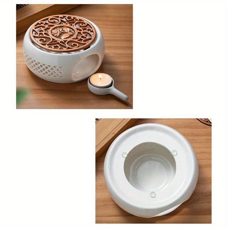 1pc ceramic teapot heater holder for heating tea coffee water candle insulation base teapot warmer for home dorm restaurant hotel office tea accessories details 4