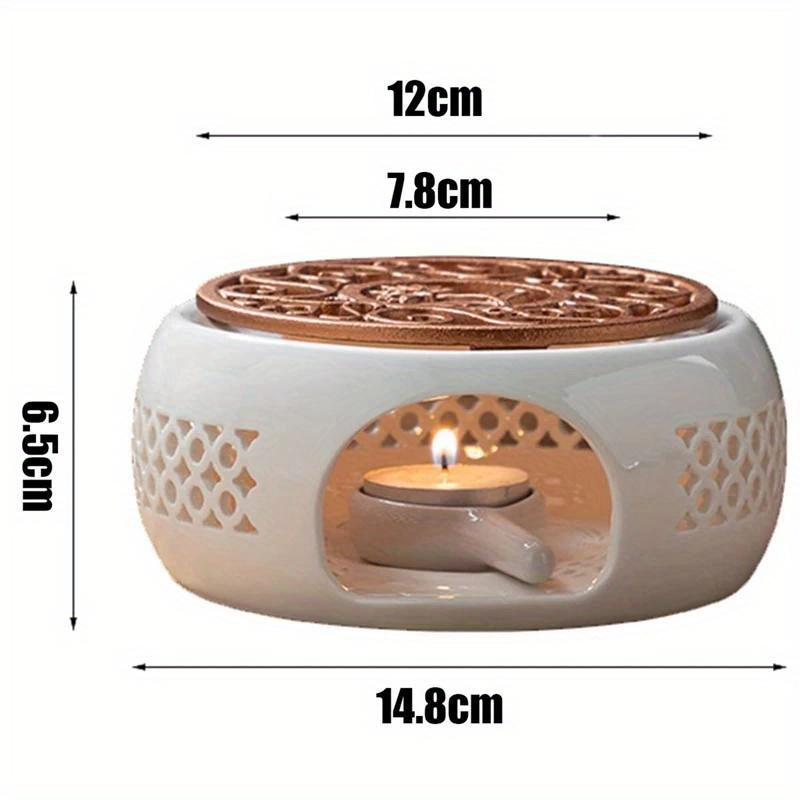 1pc ceramic teapot heater holder for heating tea coffee water candle insulation base teapot warmer for home dorm restaurant hotel office tea accessories details 6