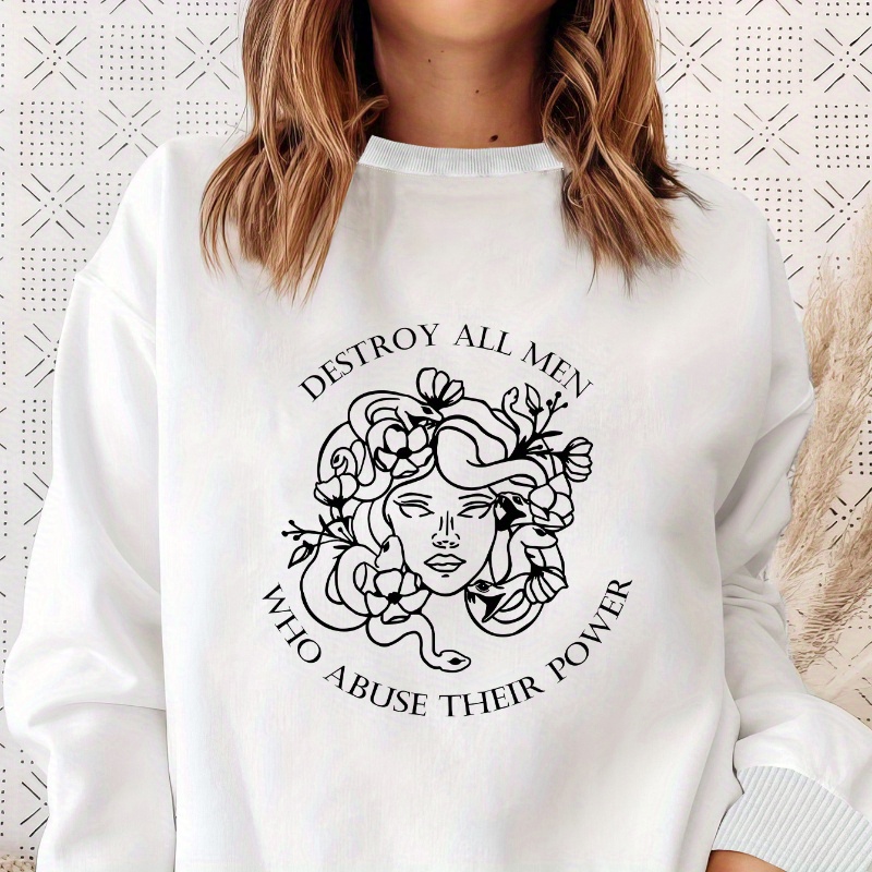 

Gothic Style Graphic Print Sweatshirt, Casual Long Sleeve Crew Neck Sweatshirt, Women's Clothing