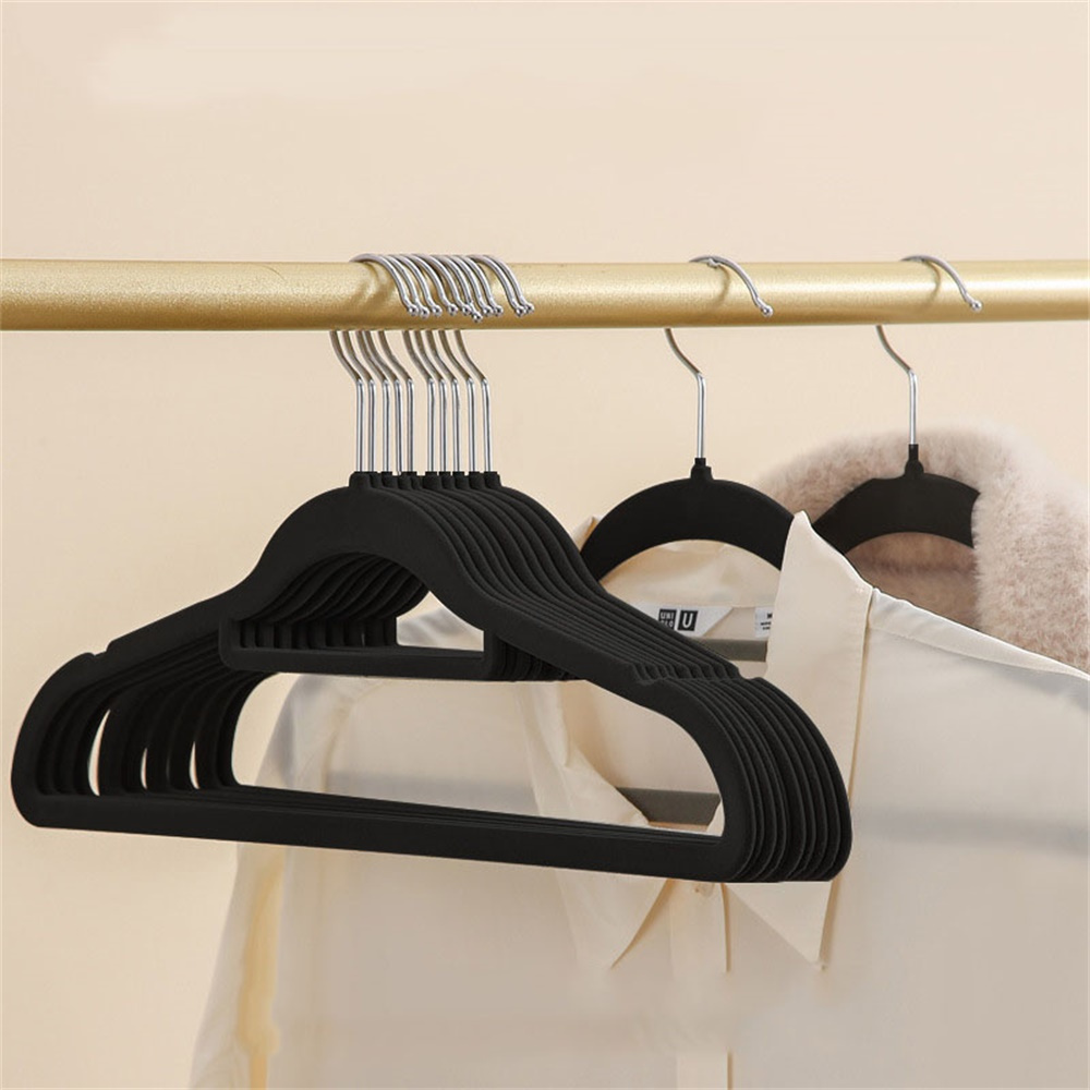 10pcs Black Hangers - Clothes Hanger W/Tie Bar - Non-Slip, Swivel Hook Slim  Felt Hangers - Suits, Clothes, Pants, Coat Hanger For Clothes Shops