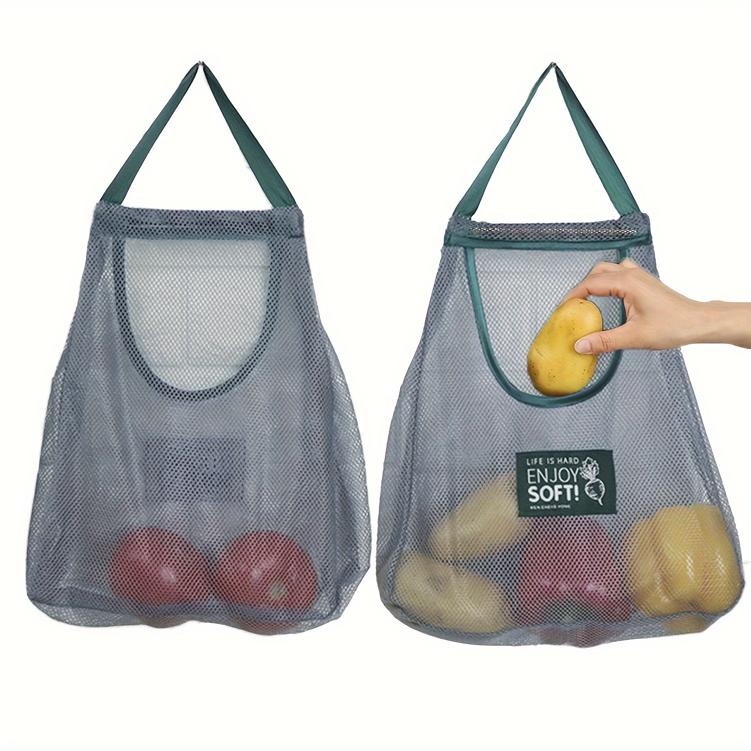 

1pc Storage Bag, & Strong Hanging Mesh Storage Bags, Reusable And Leak Proof Food Sealing Bag, For Storing Garlic, Potatoes, And , Kitchen Organizers And Storage, Kitchen Accessories