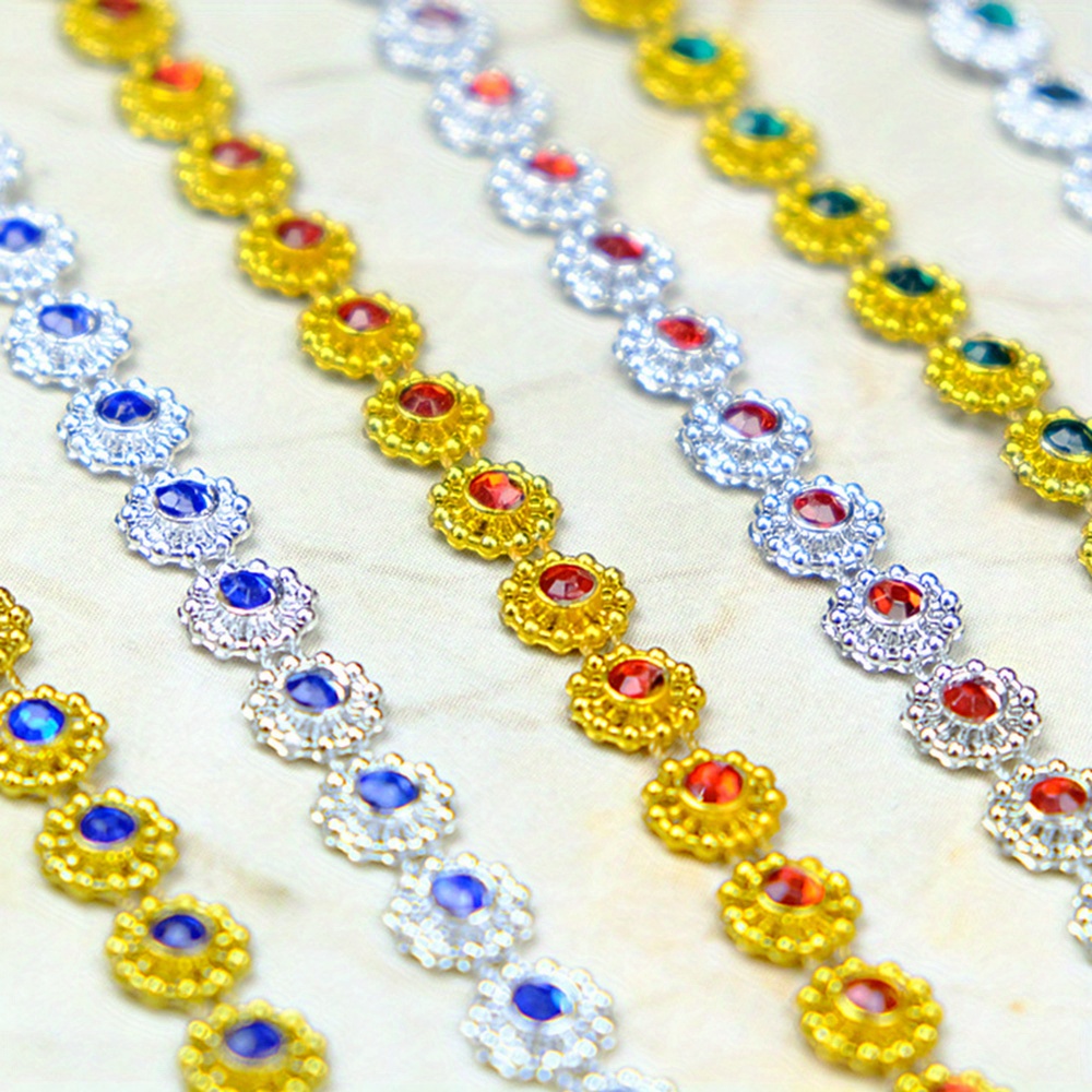 

1pc 4m Small Plum Drill Chain Lace Single Row Acrylic Wire Diamonds Accessories For Jewelry Clothing Decoration Handmade Diy Lace