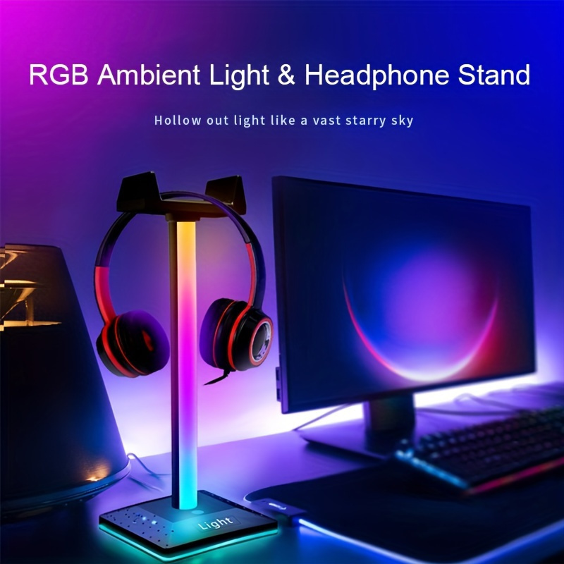 

1pc Colorful Lighted Headset Holder, Usb Desktop Touch Ambient Light, Gaming Headset Holder Light, For Desktop Pc Gaming Headset Accessory, Gift For Boyfriend