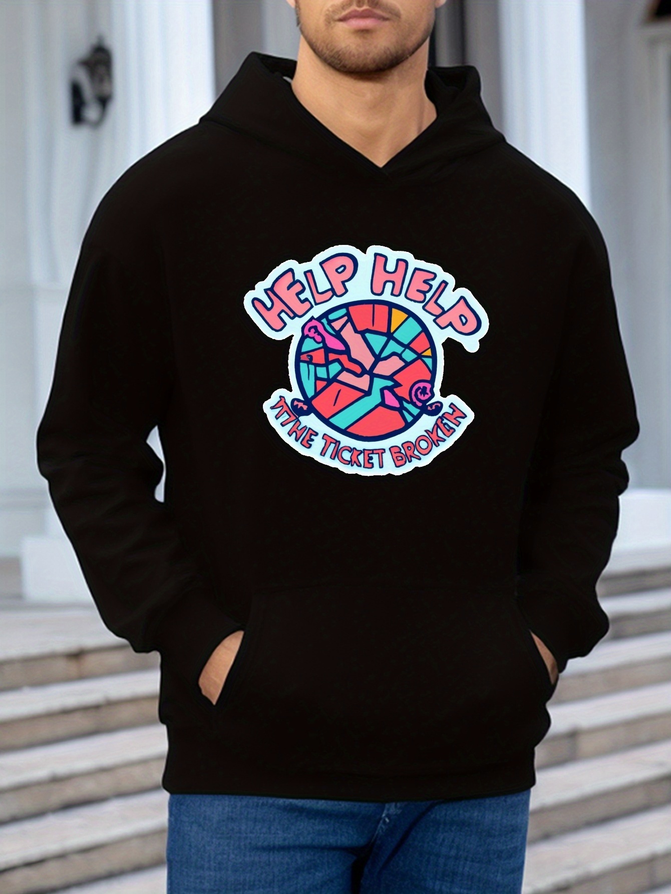 Aide Aide Aesthetic Graffiti Logo Graphic Print Hoodie Temu France