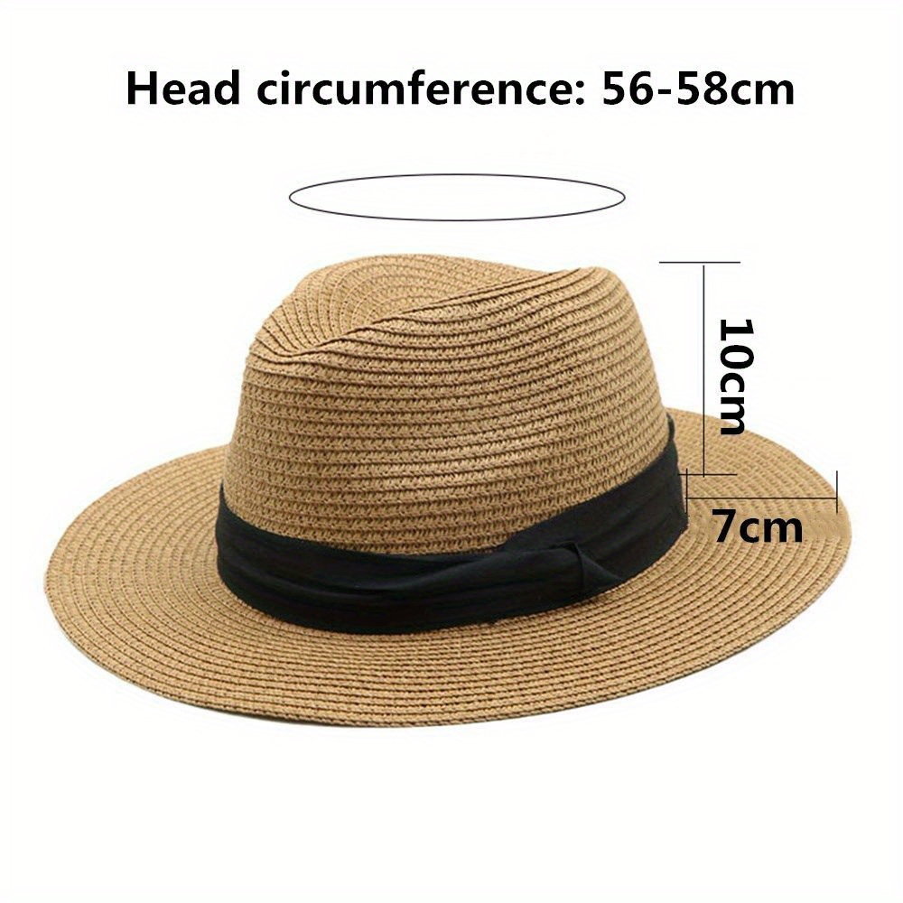 Solid Color Unisex Straw Hat Classic Breathable Panama Hats - Temu