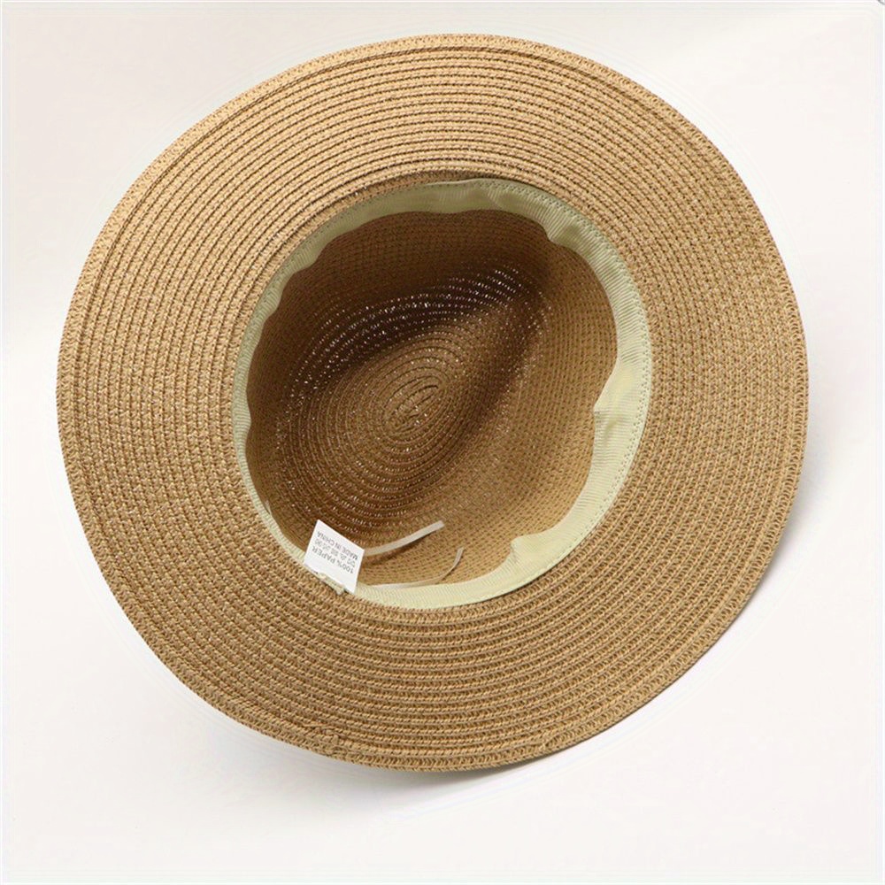 Extra Large Brim Handmade Straw Hat Black White Color Block - Temu