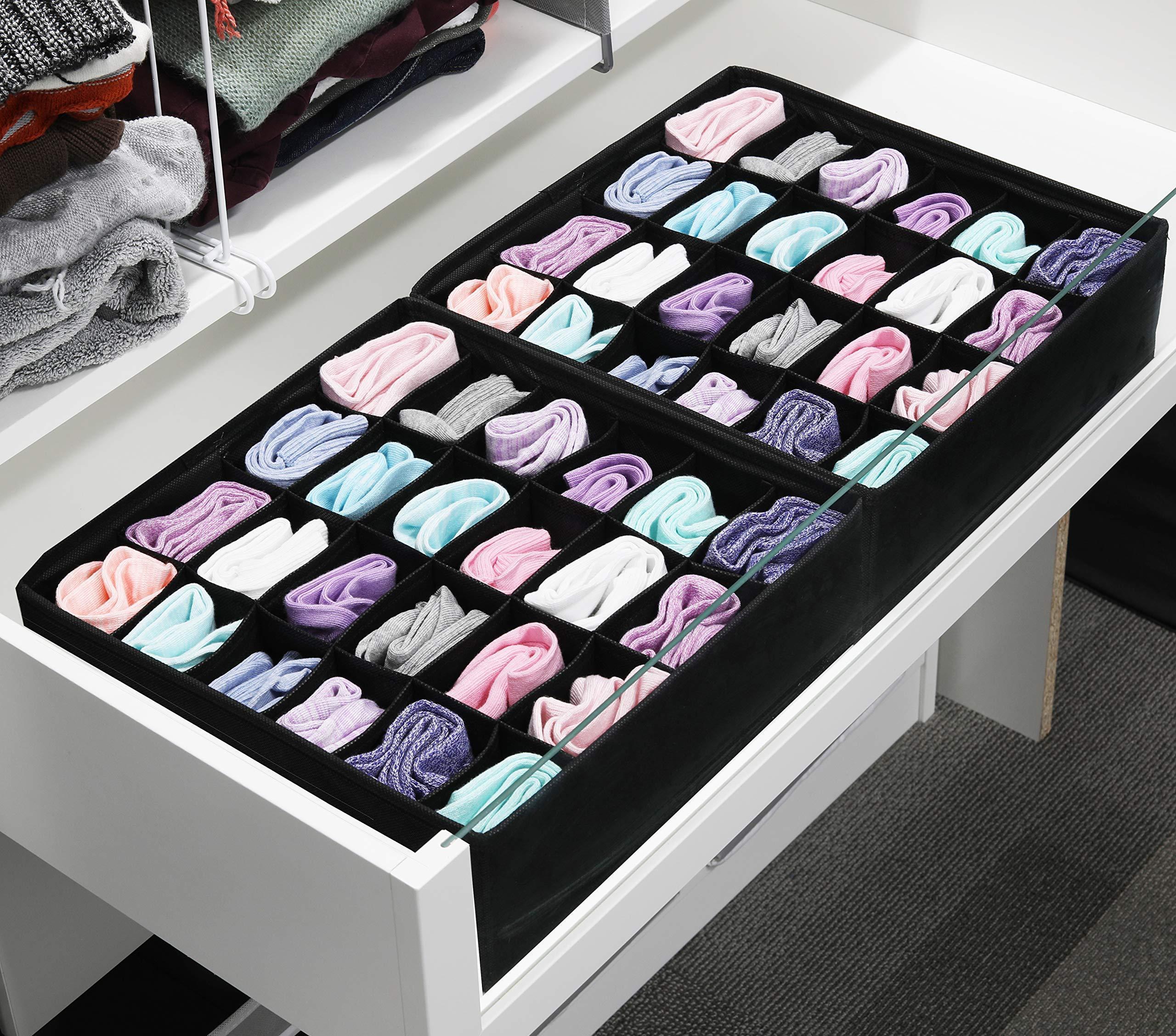 1pc 24 Cells Sock Underwear Organizer Divider, Fabric Foldable Cabinet Closet Organizer And Storage Box, For Storing Socks, Underwear, Ties Halloween, Christmas Gift