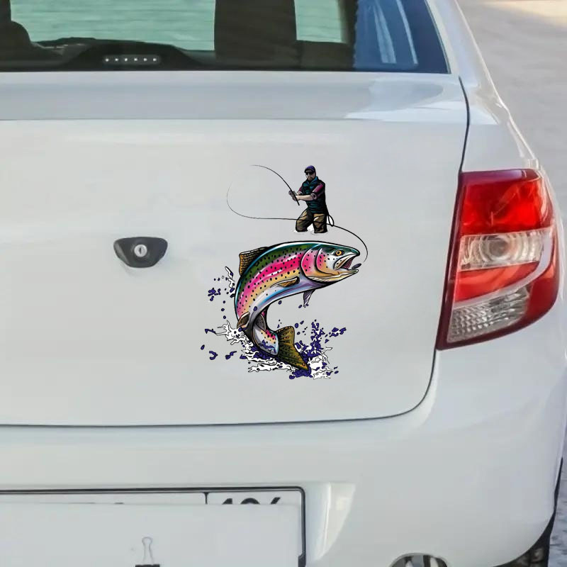 Anime Trout Fisherman Outdoor Forest Camping Car Glass Decal - Temu