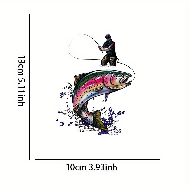 Trout Fish Decal Sticker For Car-Truck Windows Plus Laptops And Tumblers  Fly Fishing Vinyl Sign Art Print With A Forest, And Mountains At Night