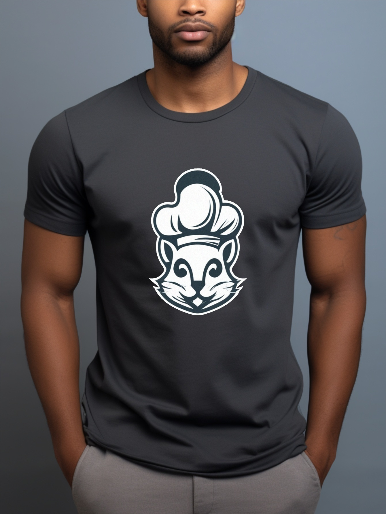 Camiseta Estampado Gato En Sombrero Chef Camisetas Hombres - Temu