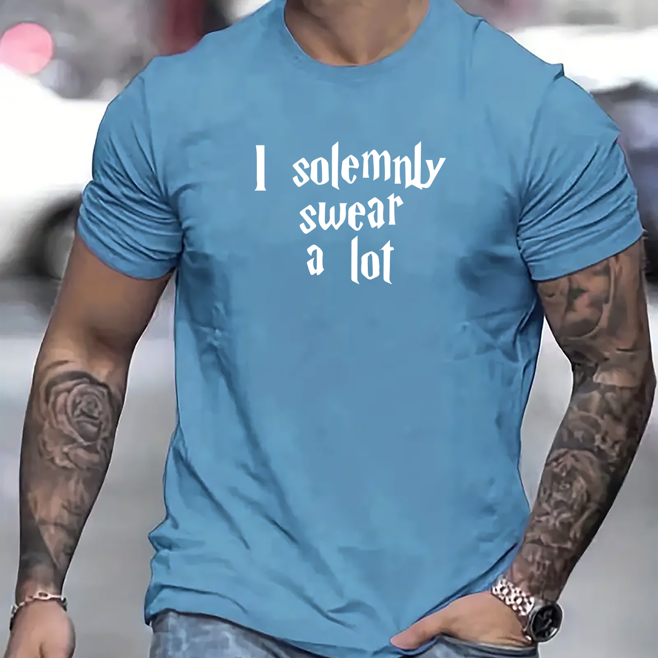 

I Solemnly Swear A Lot Print T Shirt, Tees For Men, Casual Short Sleeve T-shirt For Summer