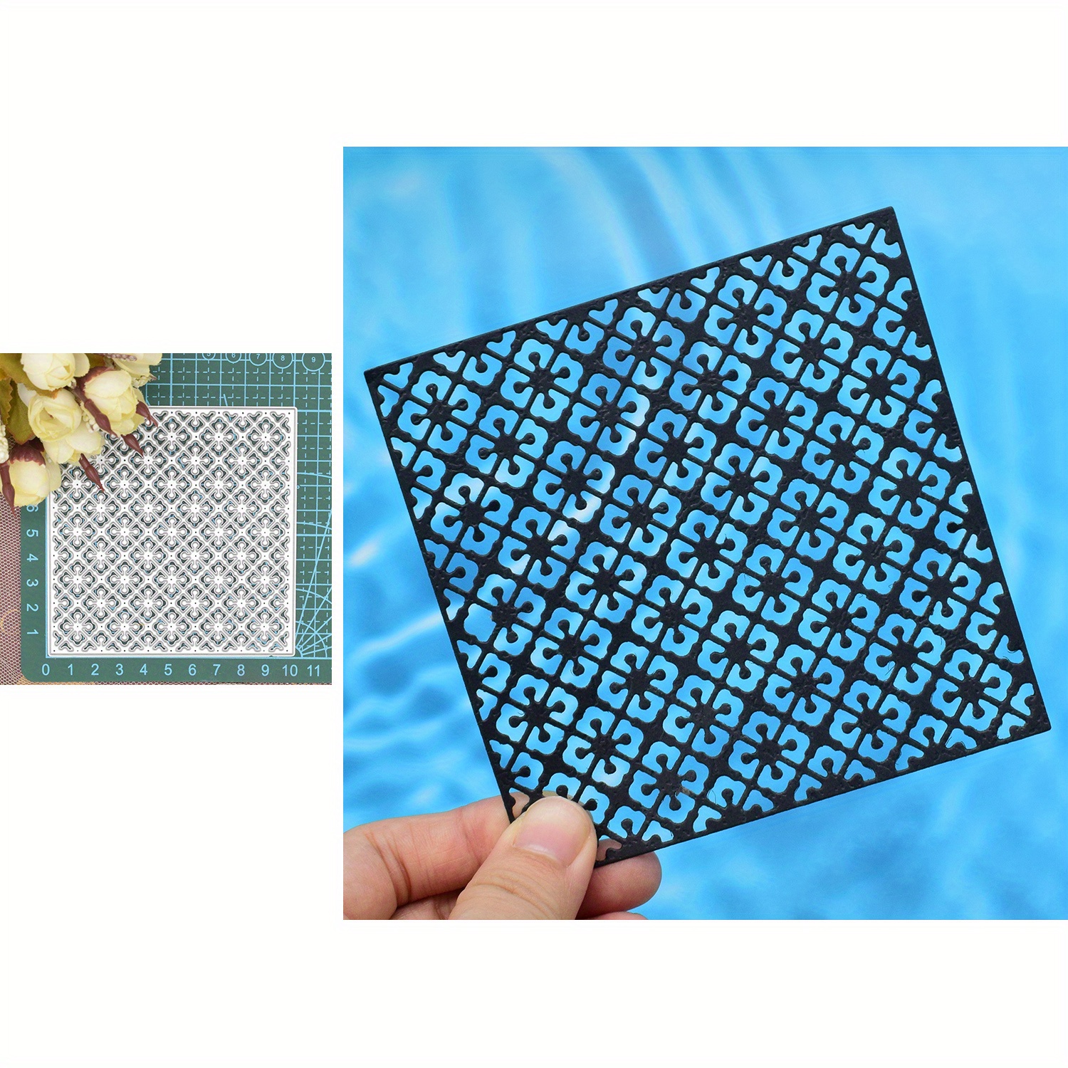 

1pc Lace Background Square Frame Metal Cutting Dies For Scrapbooking Album Gift Card Making Paper Craft