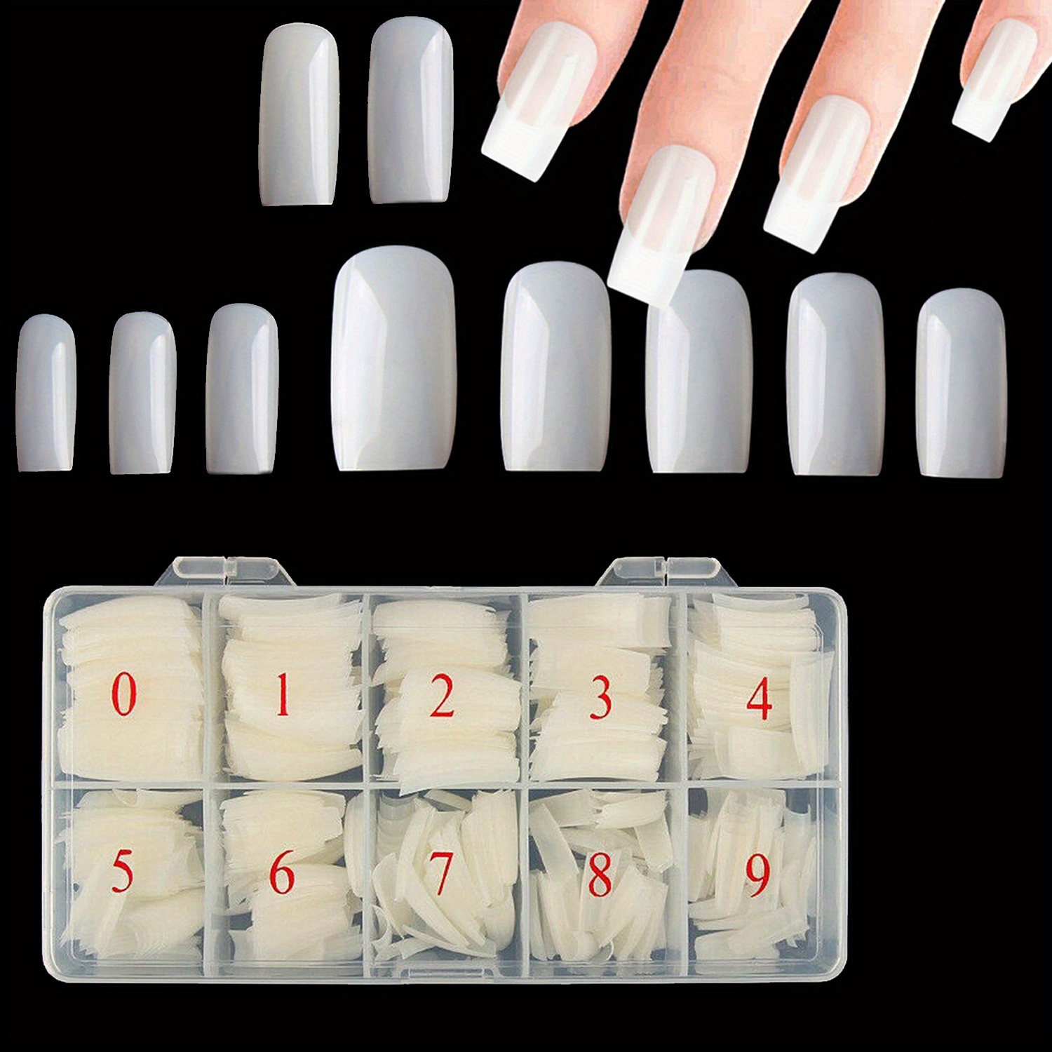 

500pcs Natural French Style False Nail Tips, Full Cover Acrylic Nail Set With Box, Assorted Sizes For Diy Manicure, Salon Quality Fake Nails, Easy Application