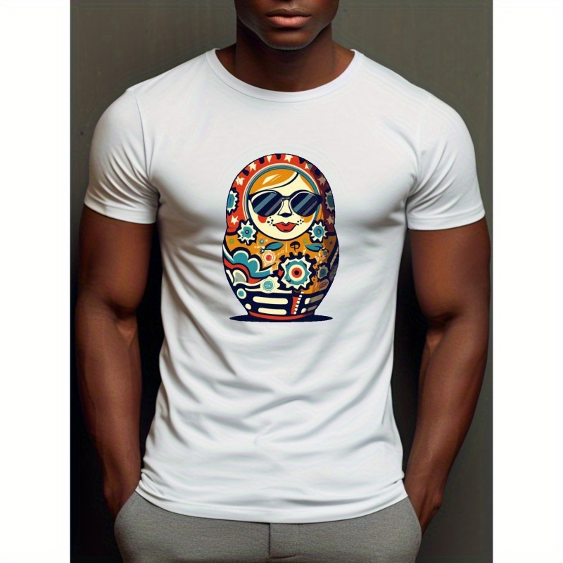 

Matryoshka Doll Print T Shirt, Tees For Men, Casual Short Sleeve T-shirt For Summer