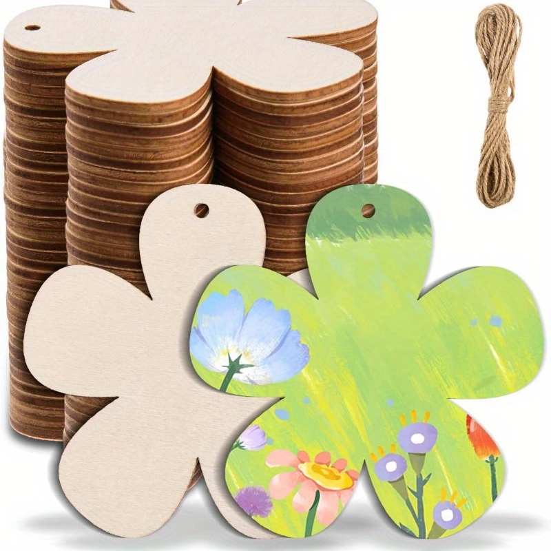 

10pcs/set Wooden Flower Tray Crafts, Blank Flower Wood Chips For Diy Decorative Handmade Graffiti Sets