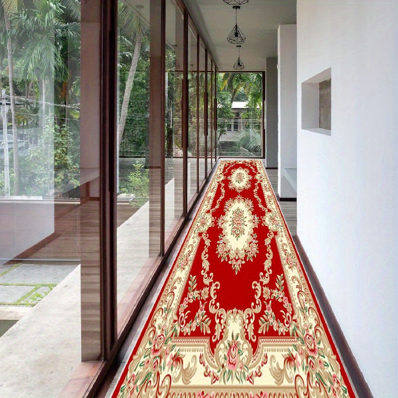 

1pc Hallway Runner Rug - Machine Washable Non-slip Rubberback - Traditional Runner Rug For Hallway, Kitchen, Bedroom, Living Room, Home Decor