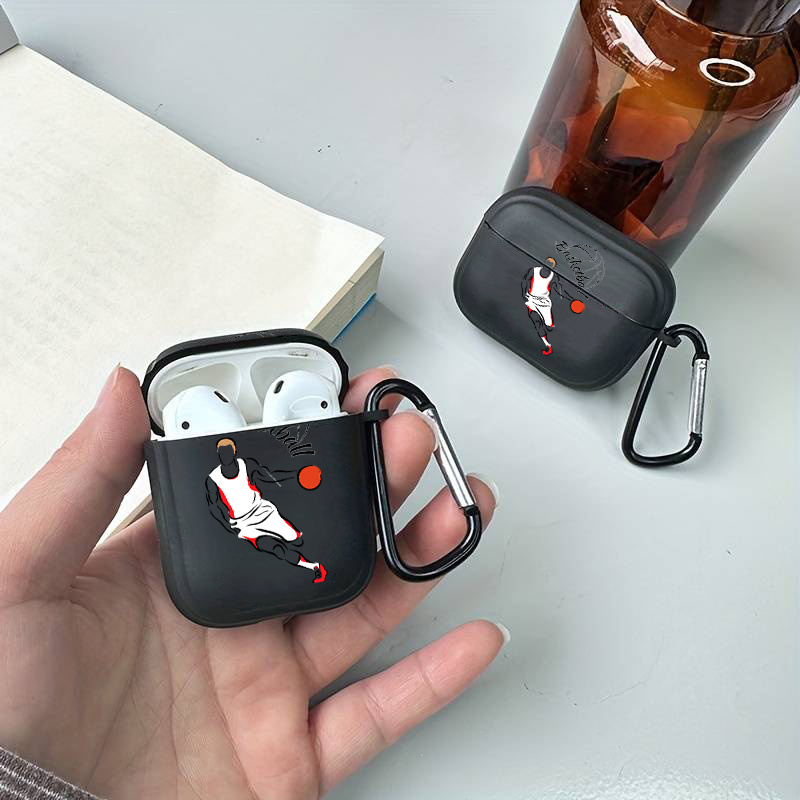 

Basketball Star Pattern Silicone Protective Earphone Case With Keychain For Airpods 1/2/3/pro