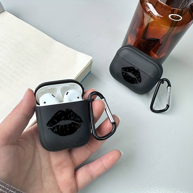

Black & White Lips Silicone Case With Keychain Bag For Airpods 1 2 3 Cover Earphone Case For Airpods Pro Ery Protective Charing Soft Cases For Air Pods 3 2 1 Pro Cover