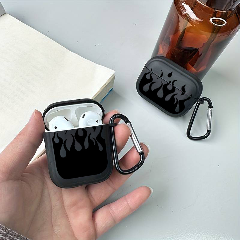 

Black Flame Silicone Case With Keychain Bag For Airpods 1 2 3 Cover Earphone Case Airpods Pro Ery Protective Charing Soft Cases For Air Pods 3 2 1 Pro Cover